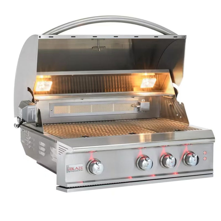 Blaze Professional LUX 34-Inch 3-Burner Built-In Gas Grill With Rear Infrared Burner- BLZ-3PRO-LP/NG