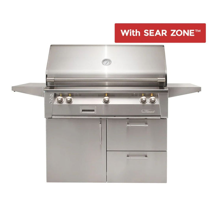 Alfresco ALXE 42-Inch Gas Grill On Deluxe Cart With Sear Zone And Rotisserie - ALXE-42SZCD-LP(NG)