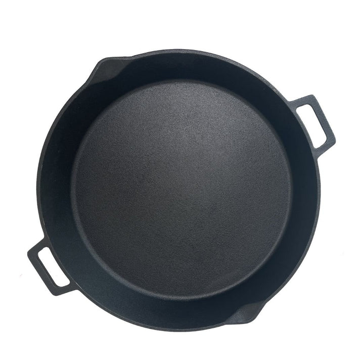 Bayou 16-in Cast Iron Double-Handled Skillet w/Pour Spouts