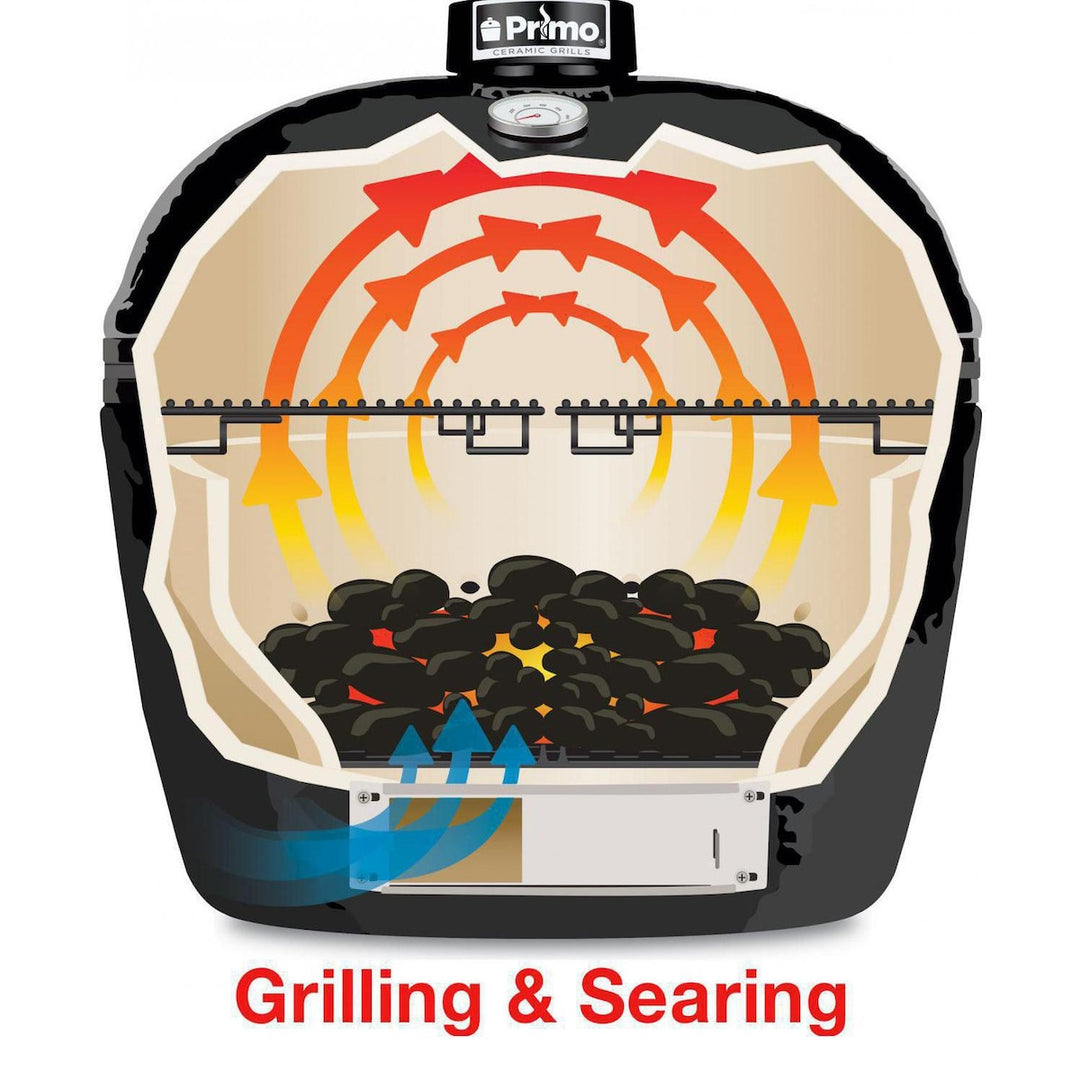 Primo Oval XL 400 Ceramic Kamado Grill With Stainless Steel Grates - PGCXLH