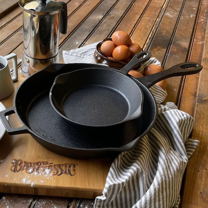 Bayou 8-in and 12-in Cast Iron Skillet Set