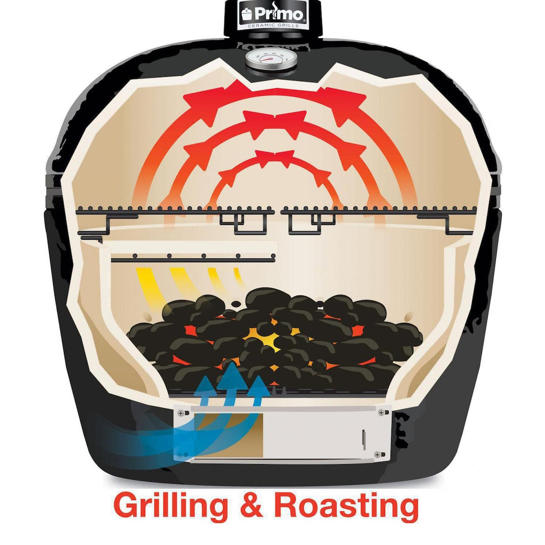 Primo Oval XL 400 Ceramic Kamado Grill With Stainless Steel Grates - PGCXLH