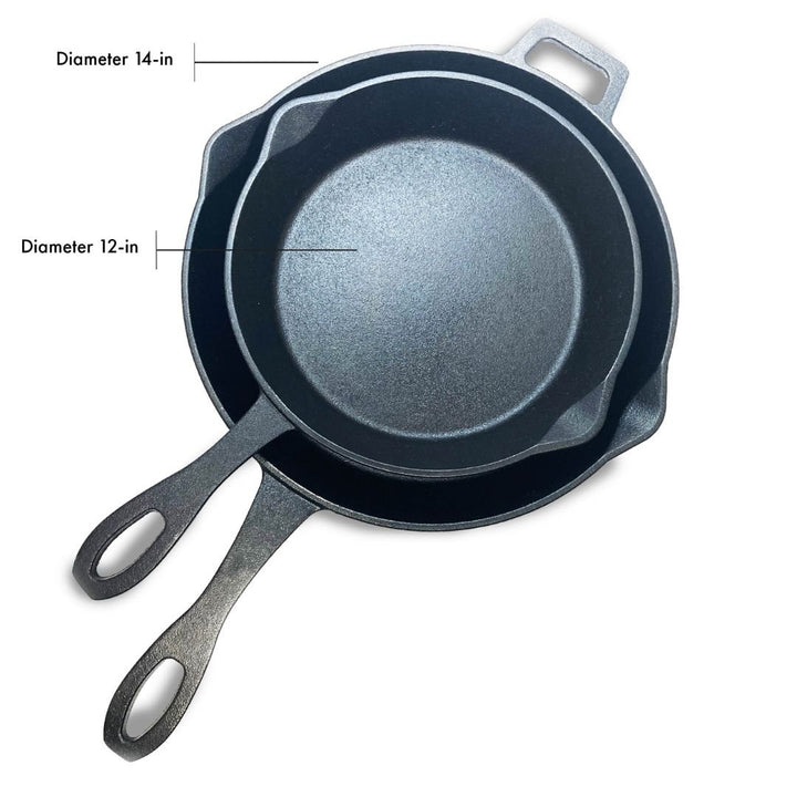 Bayou 12-in and 14-in Cast Iron Skillet Set