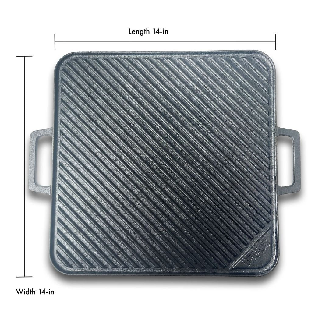 Bayou 14-in Cast Iron Reversible Square Griddle