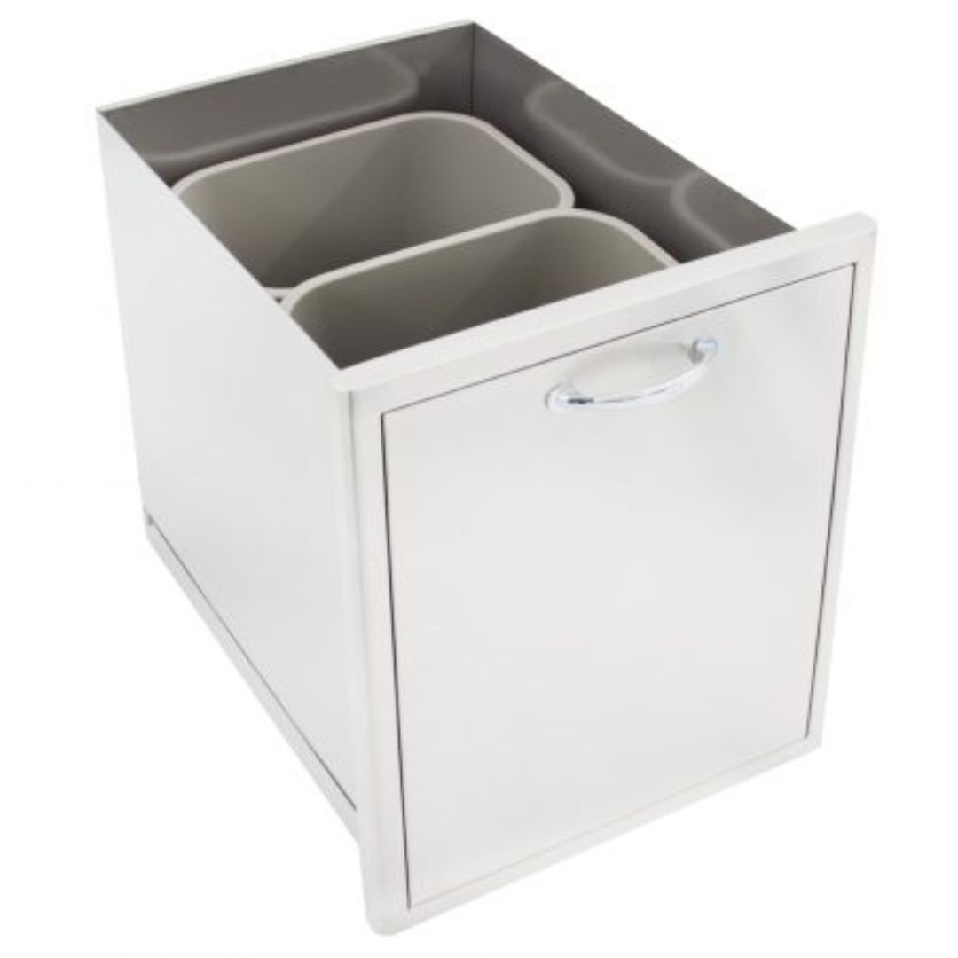 Blaze 20-Inch Roll-Out Stainless Steel Double Trash / Recycling Bin - BLZ-TREC-DRW-H