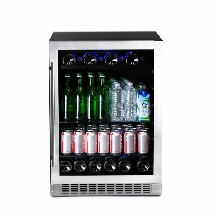 Azure 2.0 24-Inch Standard Height Beverage Center with Stainless Trim Glass Door - A224BEV-S