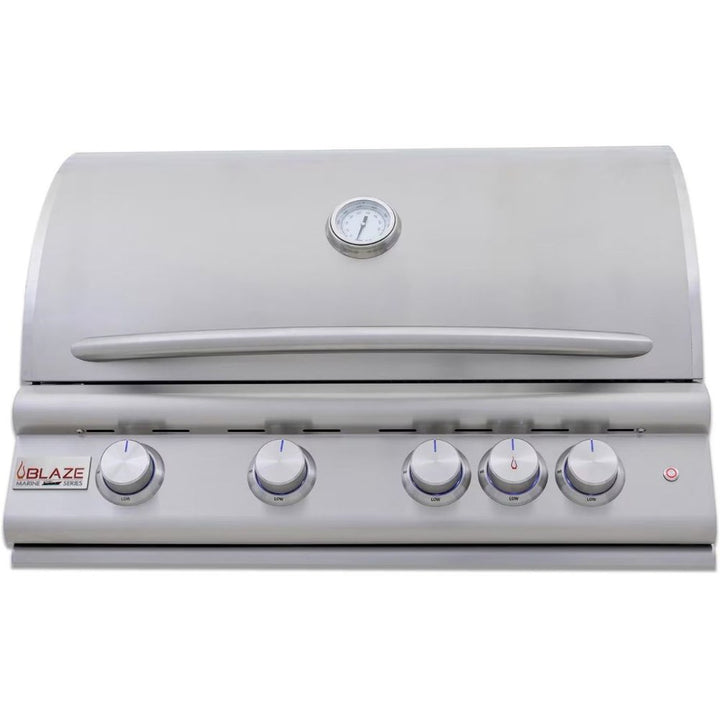 Blaze Premium LTE+ Marine Grade 32-Inch 4-Burner Built-In Gas W/ Rear Infrared Burner & Lift-Assist Hood - BLZ-4LTE3MG-(LP/NG)