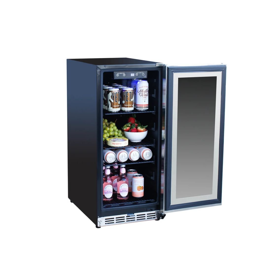 Summerset 15" 3.2C Outdoor Rated Fridge with Glass Door