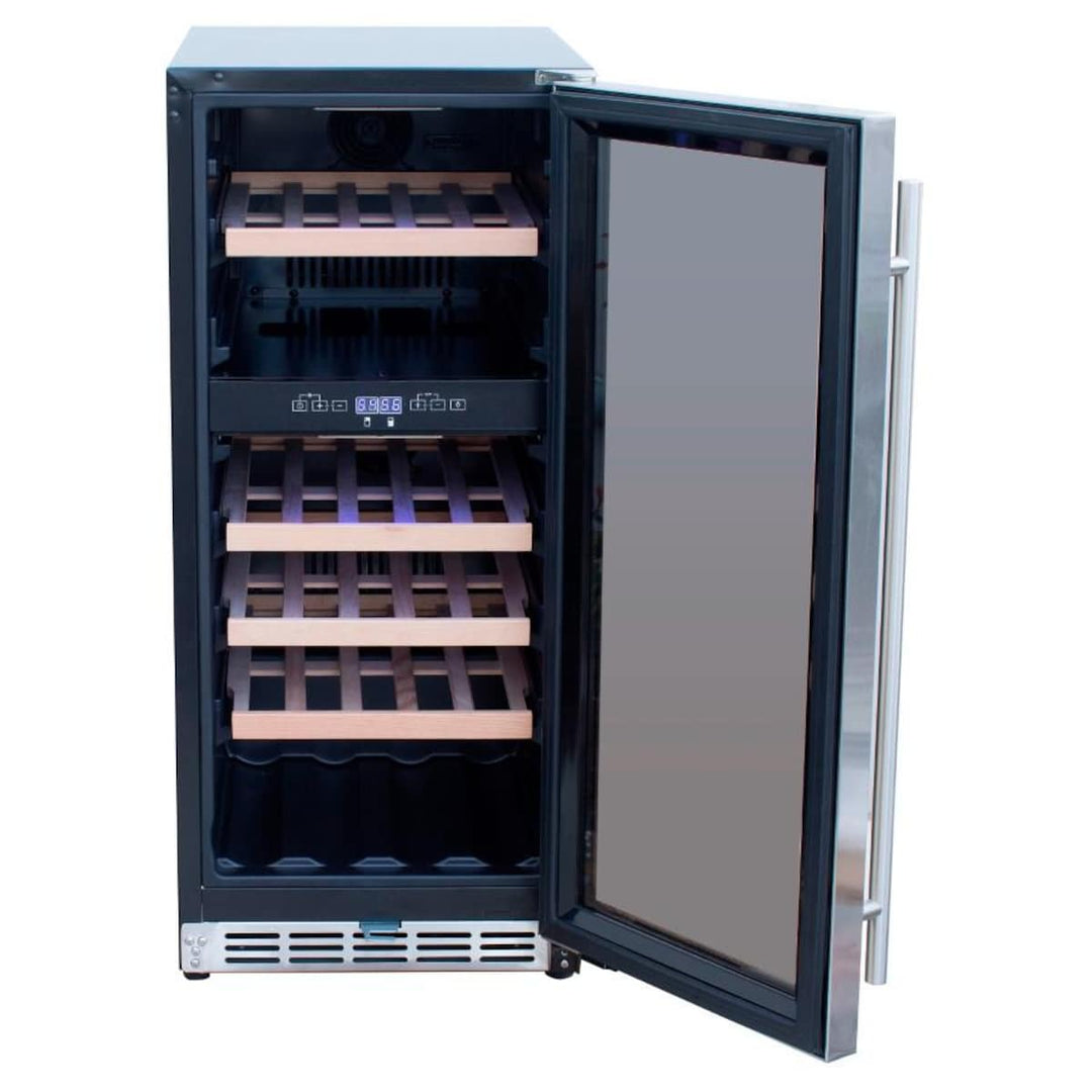 American Made Grills 15-Inch Outdoor Rated Dual Zone Wine Cooler - AMG-RFR-15WD