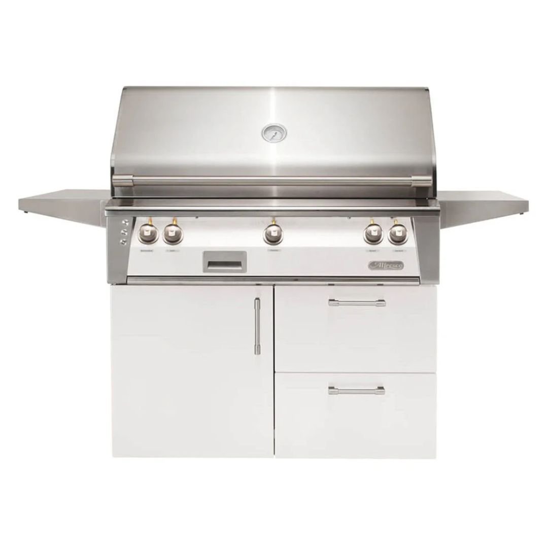 Alfresco ALXE 42-Inch Gas Grill On Deluxe Cart With Sear Zone And Rotisserie - ALXE-42SZCD-LP(NG)