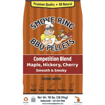 Smoke Ring BBQ Pellets Hardwood Pellets All Natural Cherry/Hickory/Maple 40 lb