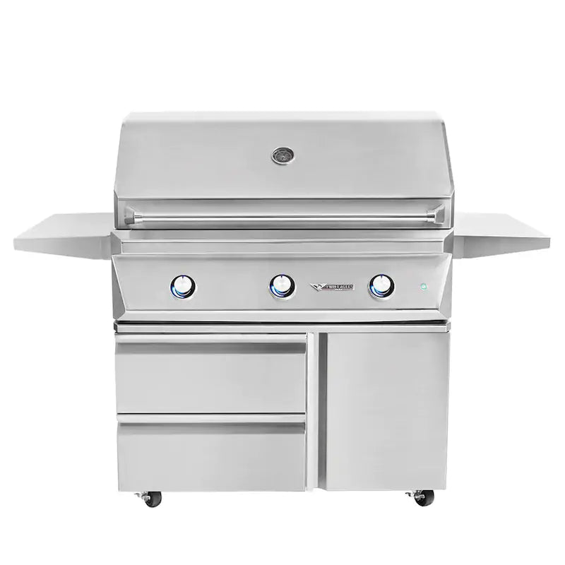 Twin Eagles 42-Inch 3-Burner Gas Grill On Deluxe Cart - tebq42g-cn+tegb42sd-b