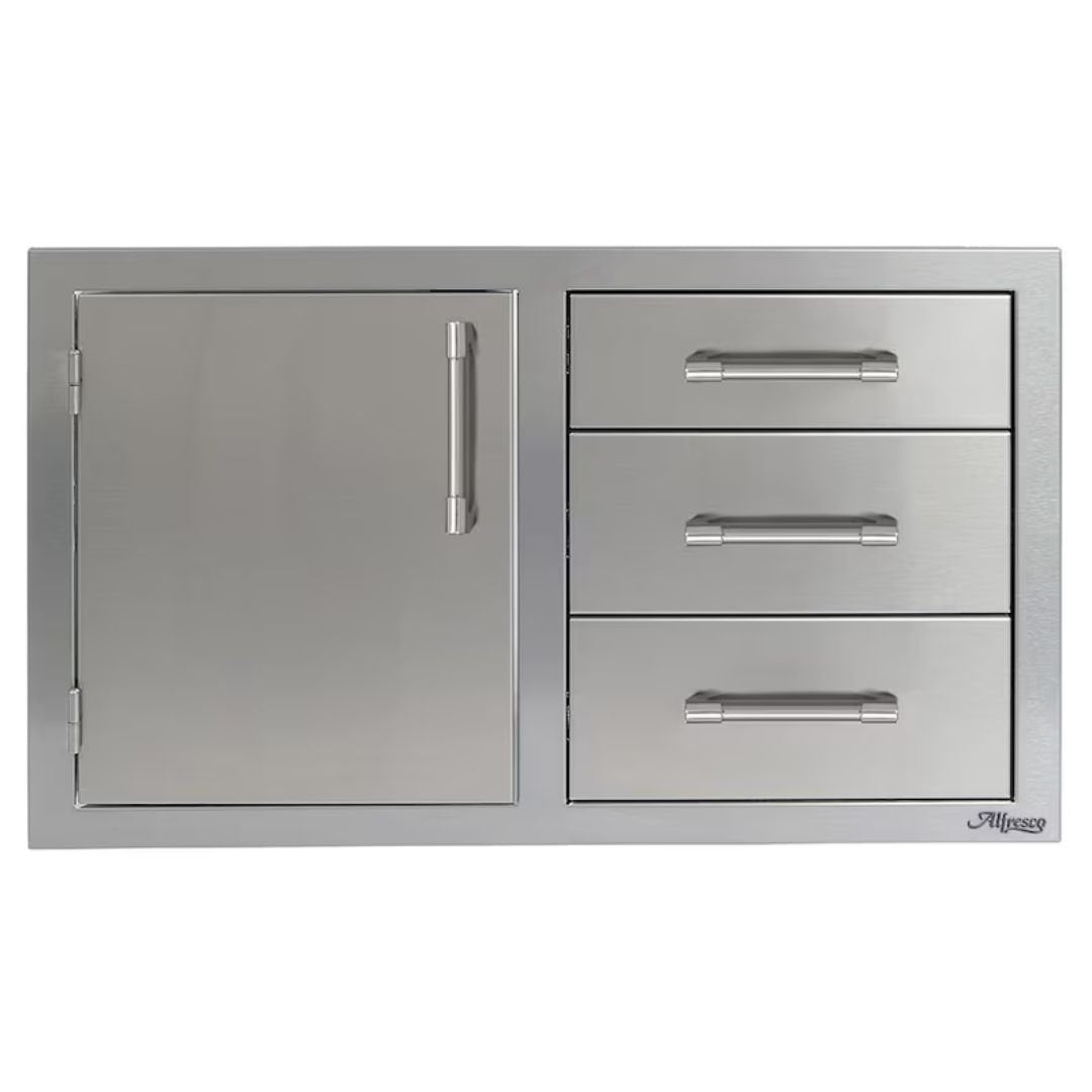 Alfresco 32" Single Door, Triple Drawers - AXE-DDC-L(R)-SC