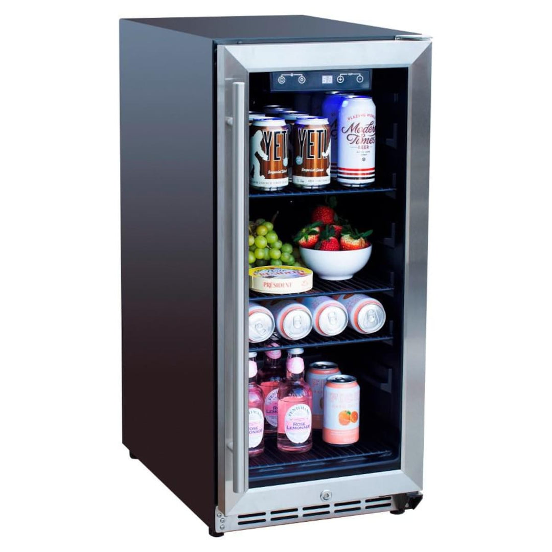 American Made Grills 15-Inch Outdoor Rated Fridge w/ Glass Door - AMG-RFR-15G